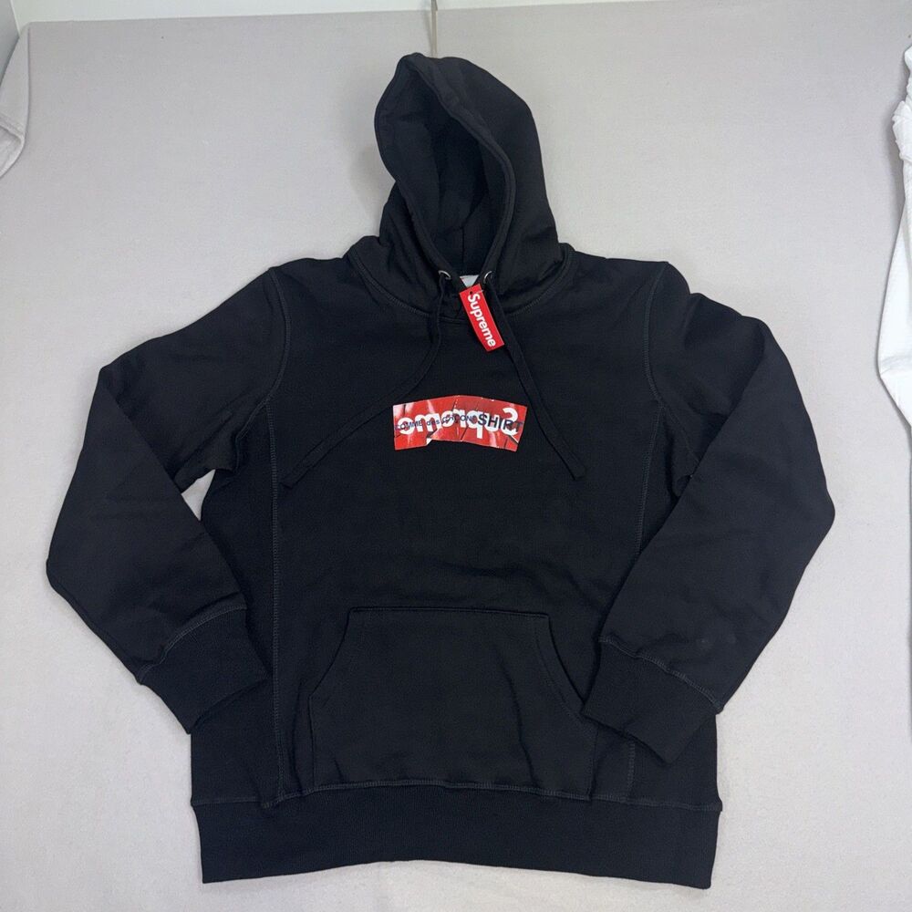 Supreme Comme Des Garcons CDG Box Logo Hoodie Black Size L With Plastic Bag SS17